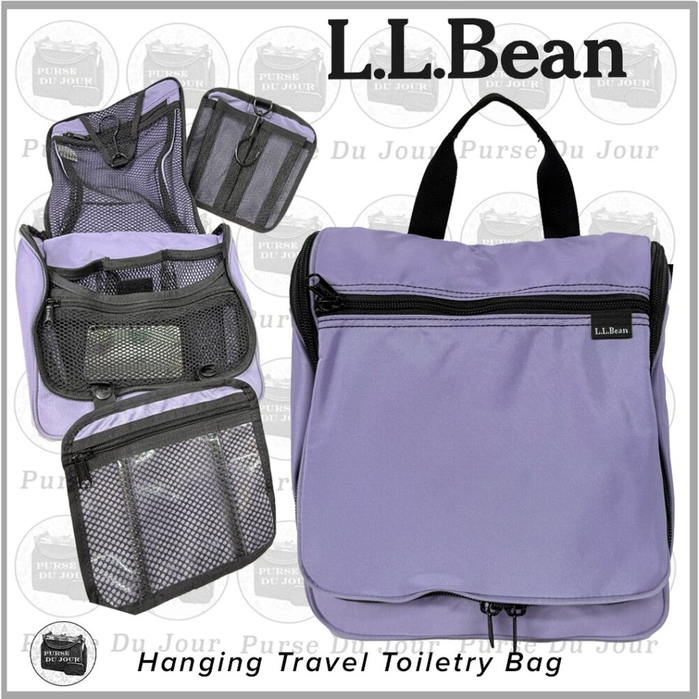 L.L. Bean Lavender Nylon Hanging Travel Toiletry Cosmetic Bag